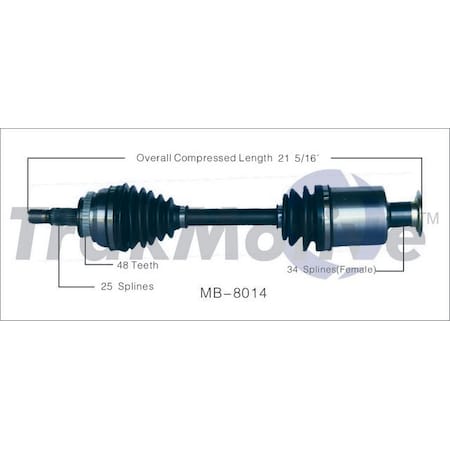 Surtrack Axle Cv Axle Shaft, Mb-8014 MB-8014